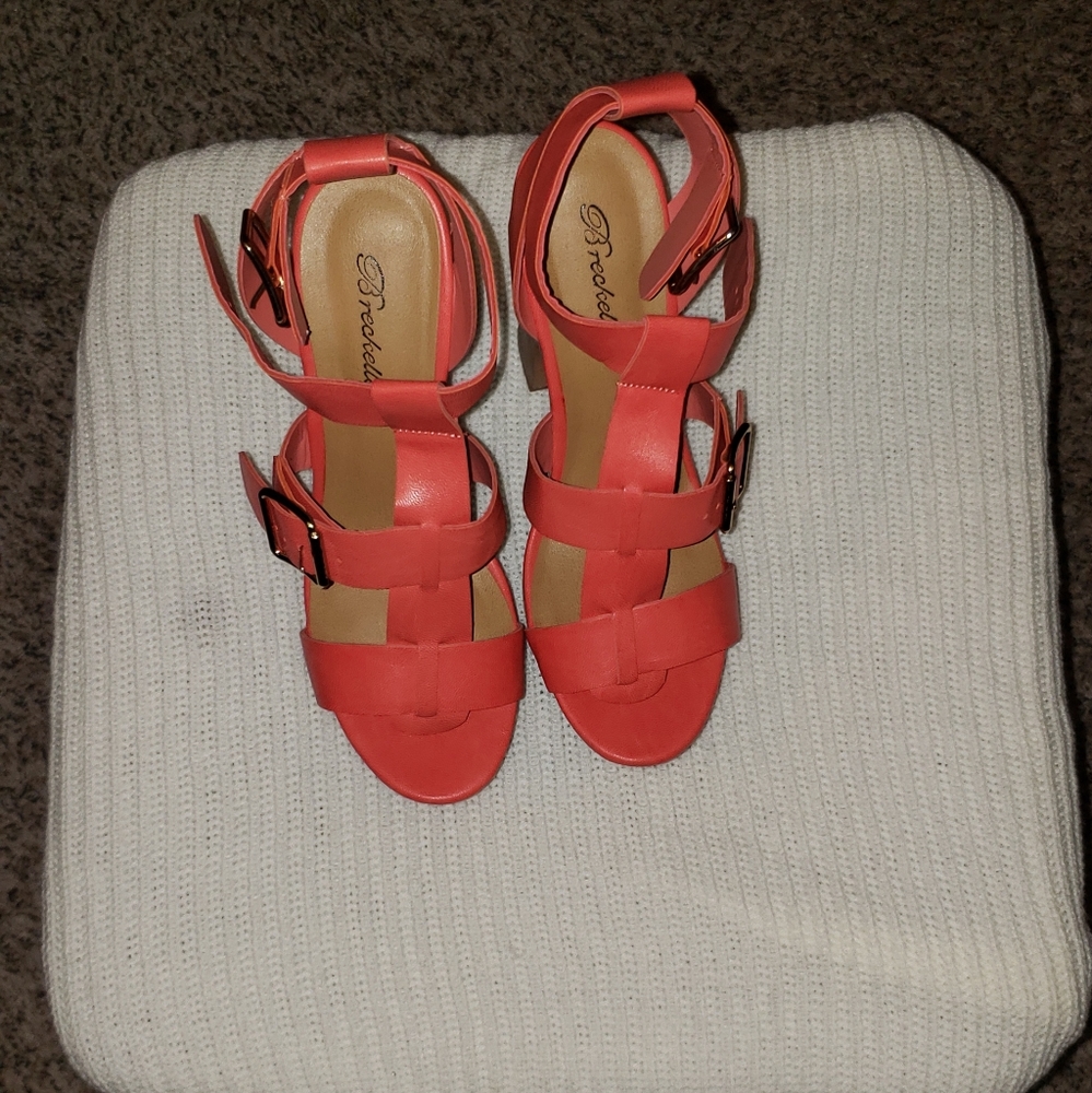 Peach color high heel sandals